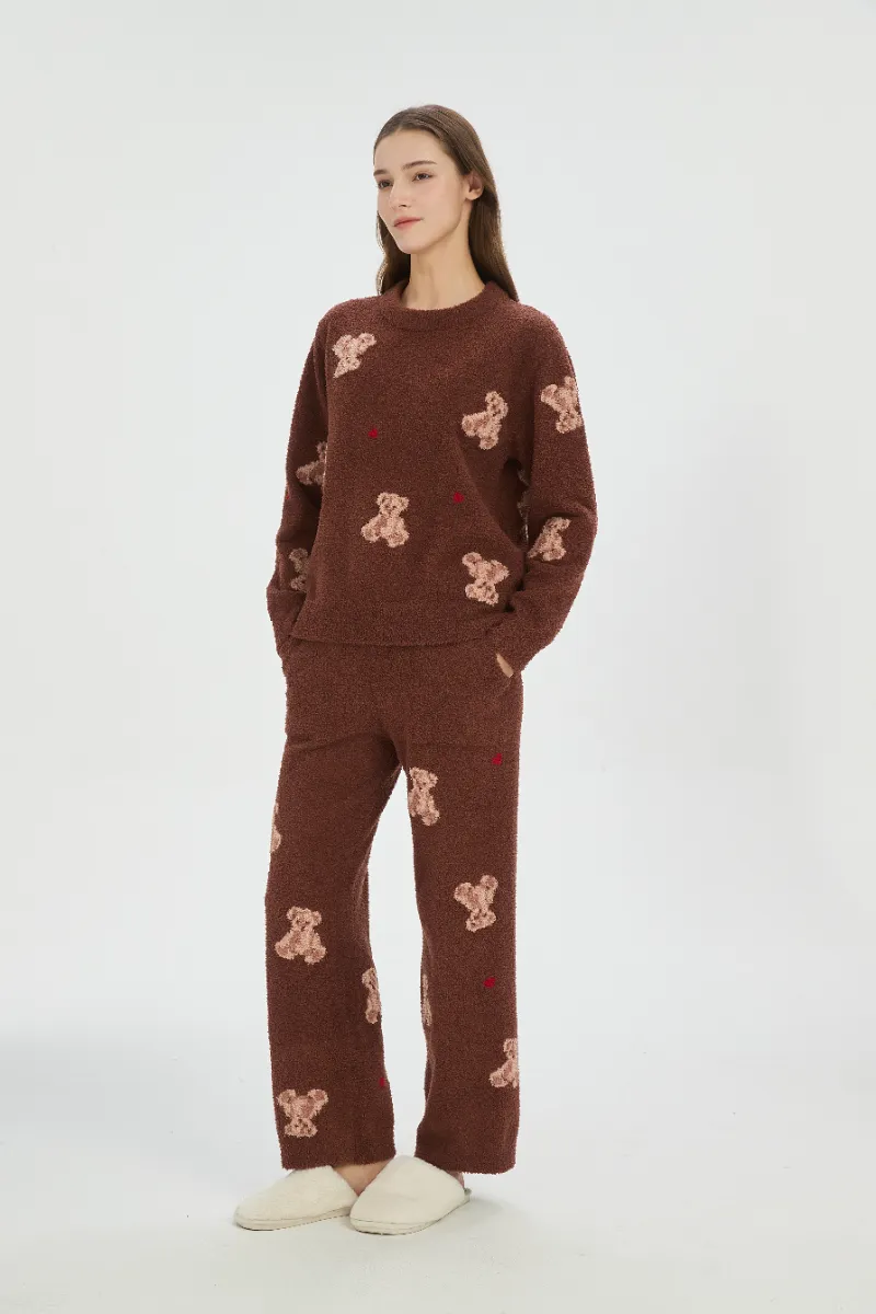 Kadın Kahverengi Yumuşak Polar Pijama