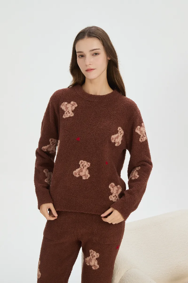Kadın Kahverengi Yumuşak Polar Pijama